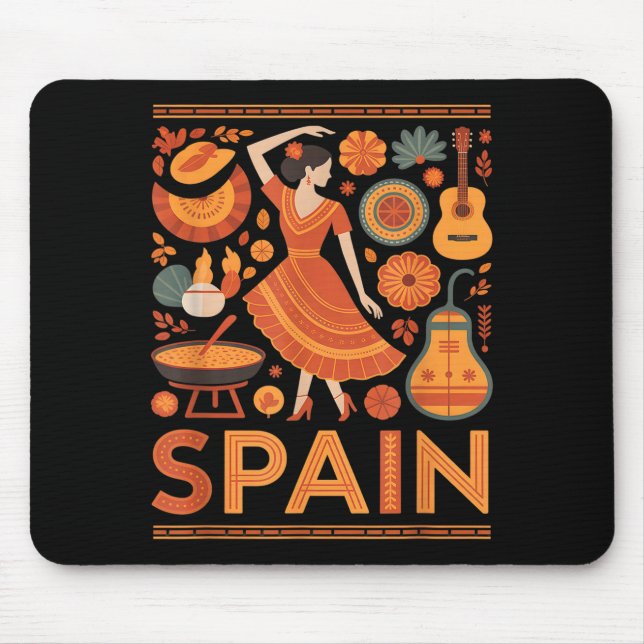 Mousepad Spain funny spanish culture flamenco guitar paella (Frente)