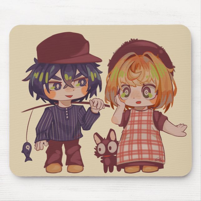 Mousepad Spakenburgs jongetje en meisje chibi (Frente)