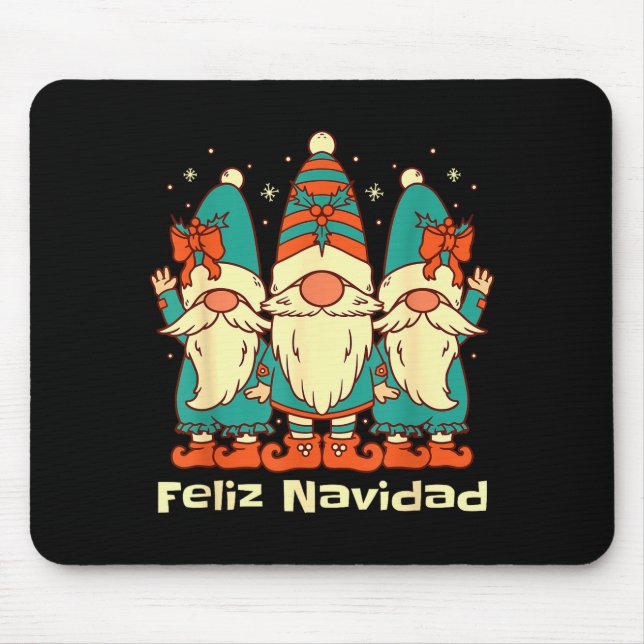Mousepad Spanish Christmas Gnomes Feliz Navidad  (Frente)