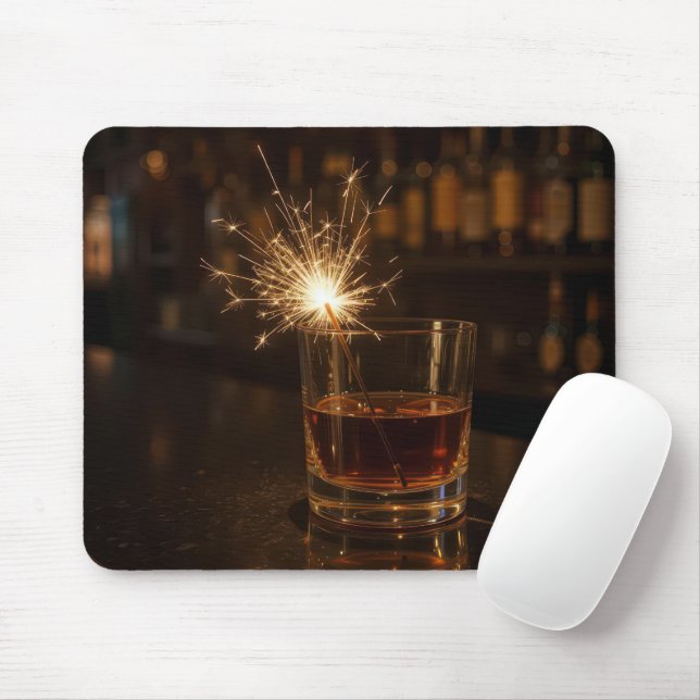 Mousepad Sparkler In a Glass Of Whiskey (Com mouse)