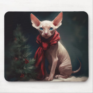 Mousepad Sphynx Dog no Natal da Neve