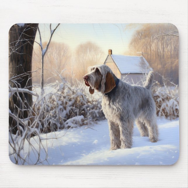 Mousepad Spinone Italiano Deixe Nevar Natal (Frente)