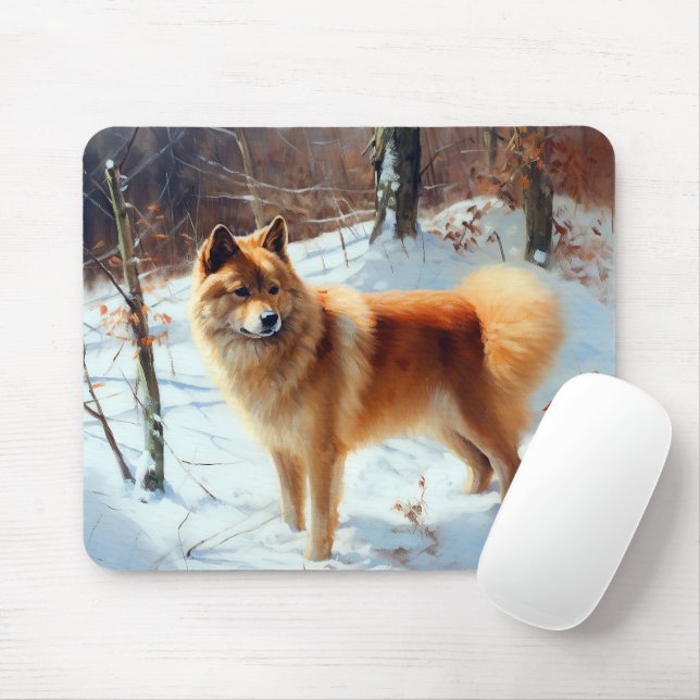 Mousepad Spitz Finlandês Deixou Neve Natal (Com mouse)