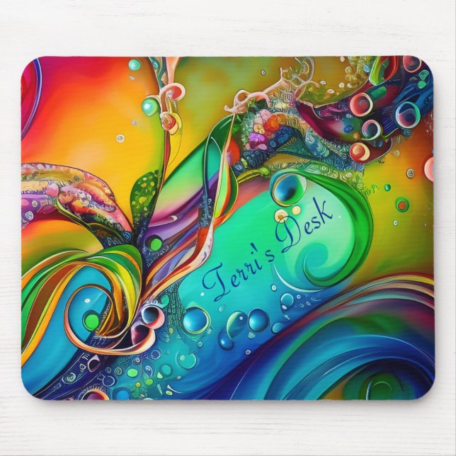 Mousepad Splash! Bolhas coloridas Abstrato Personalizar (Frente)
