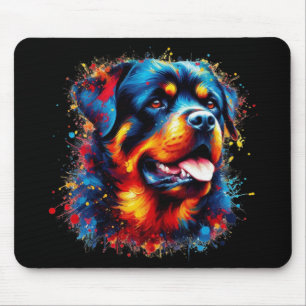 Mousepad Splatter Colorido de Pintura Rottweiler
