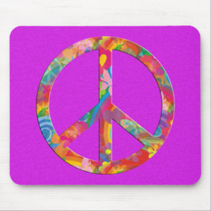 Mousepad Splatter cor-de-rosa da paz de flower power
