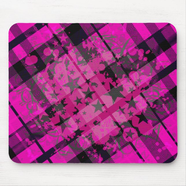Mousepad Splatter de pintura de Xadrez rosa (Frente)