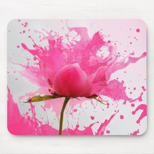Mousepad Splatter de pintura do Abstrato do ventilador rosa (Frente)