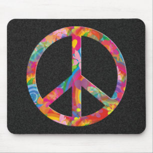 Mousepad Splatter preto da paz de flower power