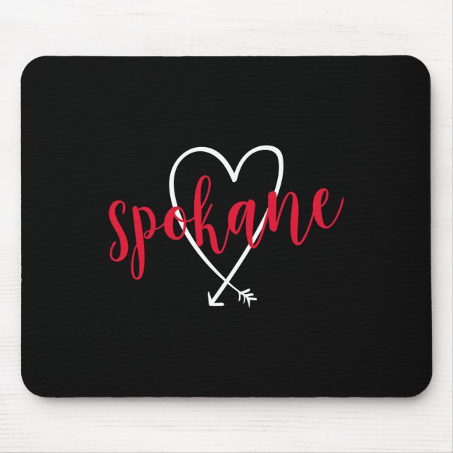 Mousepad Spokane Washington Amor Coração Estilo de Letra à  (Frente)