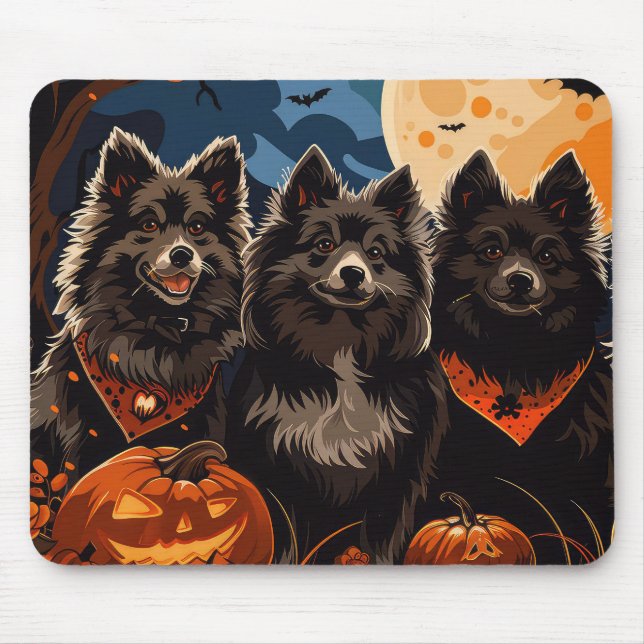 Mousepad Spooky Finlandês do Halloween Lapphund (Frente)