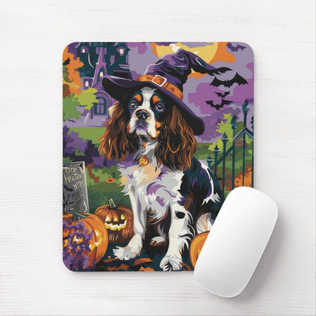 Mousepad Spooky Springer Spaniel Halloween Pumpkin (Com mouse)