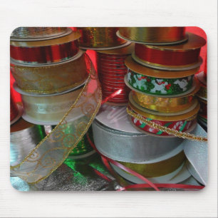 Mousepad Spools de Férias de Natal Vermelho e Dourado