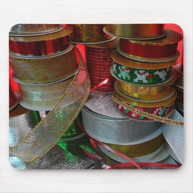 Mousepad Spools de Férias de Natal Vermelho e Dourado (Frente)