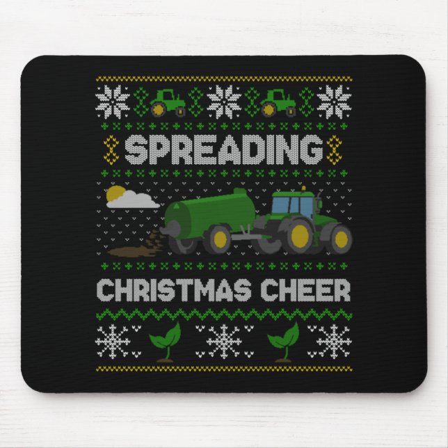Mousepad Spreading Christmas Cheer Farming Tractor Ugly Swe (Frente)