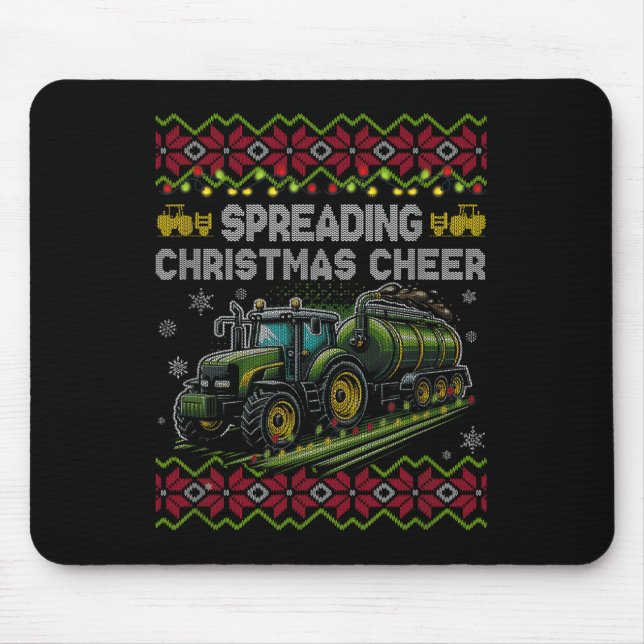 Mousepad Spreading Christmas Cheer Farming Tractor Ugly Swe (Frente)