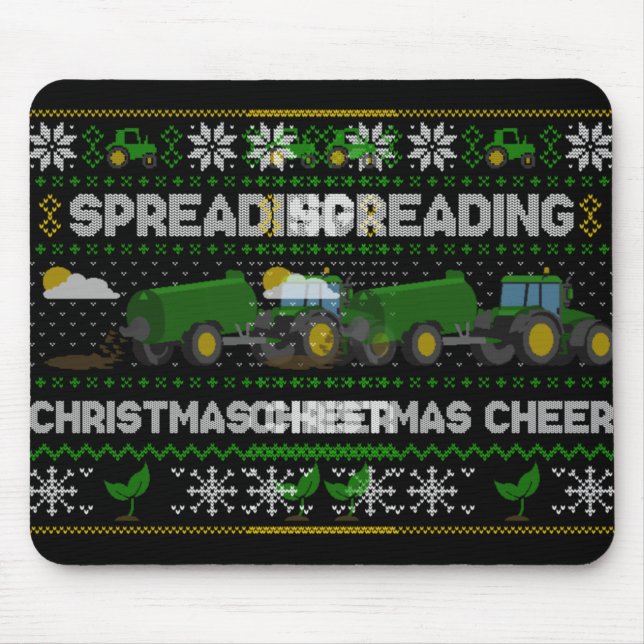 Mousepad Spreading Christmas Cheer Farming Tractor Ugly Swe (Frente)