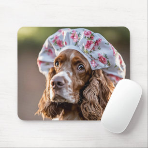 Mousepad Springer Spaniel Vestindo um Boné Chá