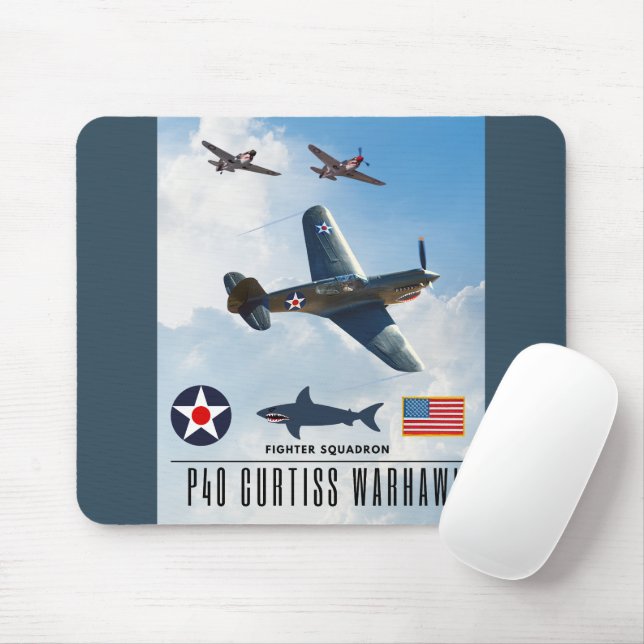 MOUSEPAD SQUADRON DE BRIGA DE WARHAWK P-40 CURTISS (Com mouse)