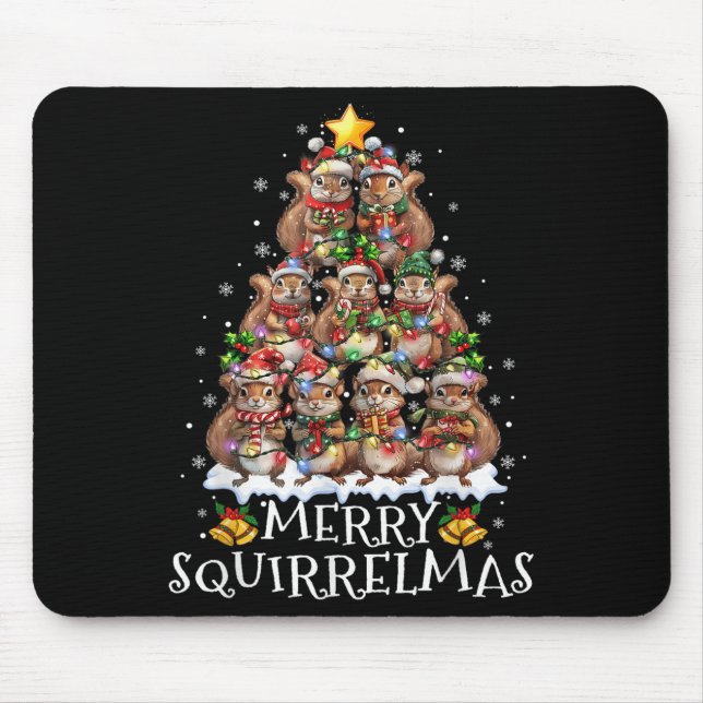 Mousepad Squirrel Christmas Tree Lights Merry Squirrelmas S (Frente)