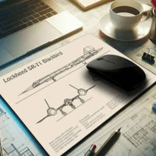 Mousepad SR-71 Blackbird - Planos de avião Blueprint SD