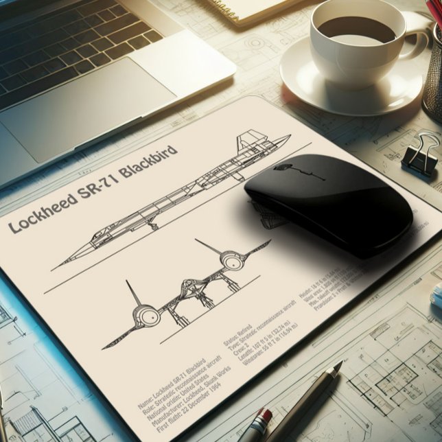 Mousepad SR-71 Blackbird - Planos de avião Blueprint SD (Criador carregado)