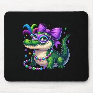 Mousepad Sra. Gator Mardi Gras Vibrações Louisiana Crocodil