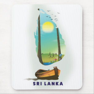 Mousepad Sri Lanka: poster de turismo de mapa ilustrado.