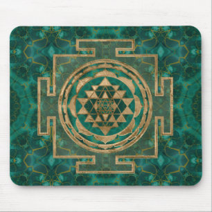 Mousepad Sri Yantra/malaquite e ouro de Sri Chakra