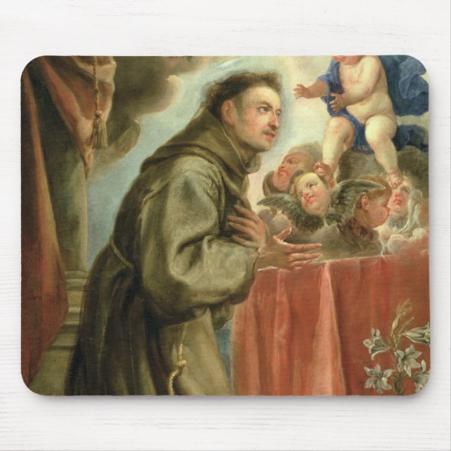 Mousepad St Anthony de Pádua adorador a criança do cristo (Frente)