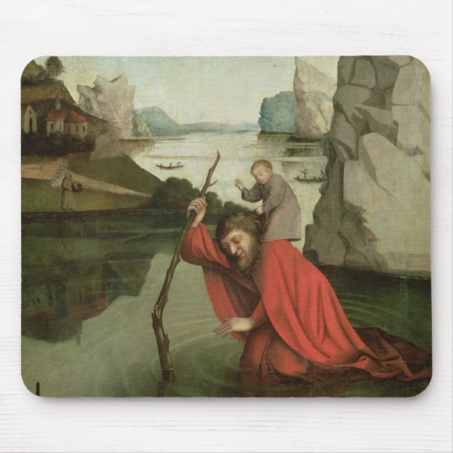 Mousepad St Christopher que leva a criança do cristo (Frente)