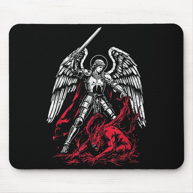 Mousepad St Michael The Archangel Defeats Satan Catholic  (Frente)