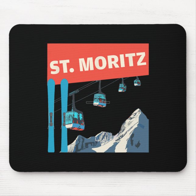 Mousepad St. Moritz Skiing - Retro St. Moritz Ski  (Frente)