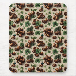 Mousepad St. Patrick’s Day Coffee & Shamrock Pattern