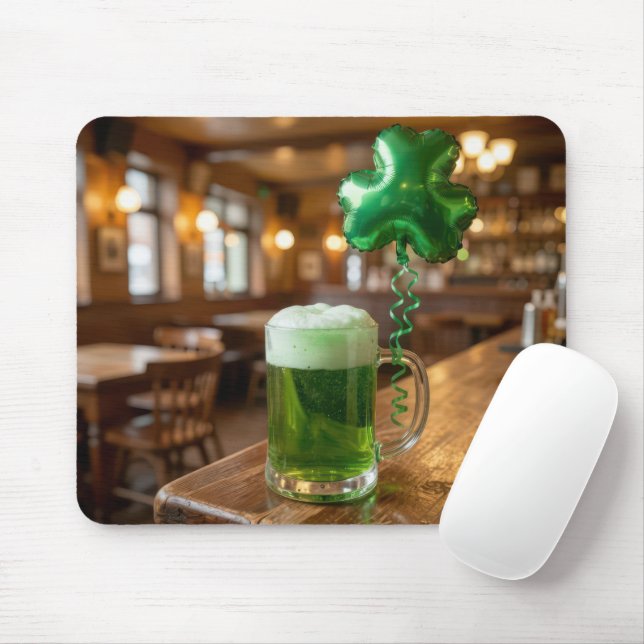 Mousepad St. Patrick's Day Green Beer and Balloon (Com mouse)