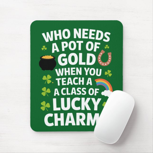 Mousepad St Patricks Professor Lucky Charm Clover Irlandês (Com mouse)