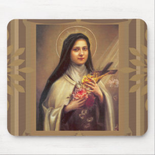 Mousepad St. Therese os rosas & o crucifixo pequenos da