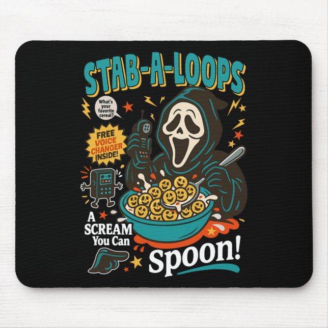 Mousepad Stab-a-loops Horror Cereal Box Halloween Killer Br (Frente)