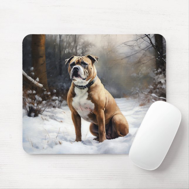 Mousepad Staffordshire Bull Terrier Deixe-o nevar no Natal (Com mouse)