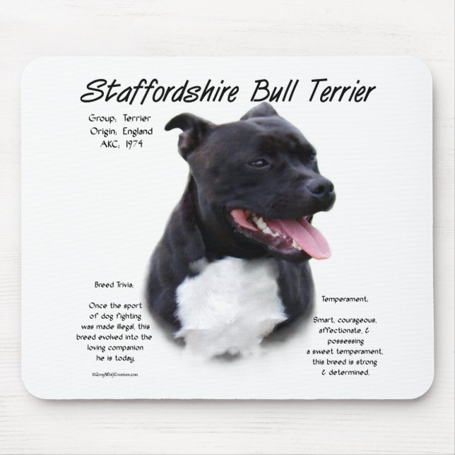 Mousepad Staffordshire Bull Terrier History Design (Frente)