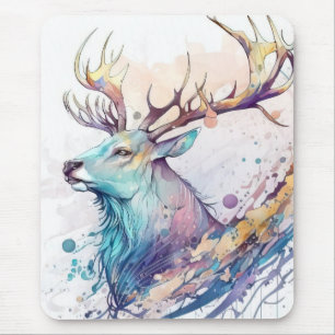 Mousepad Stag Deer Portrait Animal Painting Willife Forest