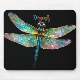 Mousepad Stained Glass Colorful Dragonfly