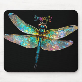 Mousepad Stained Glass Colorful Dragonfly