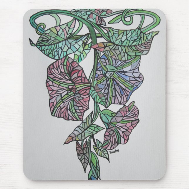 Mousepad Stained Glass Effect Morning Glory September Birth (Frente)
