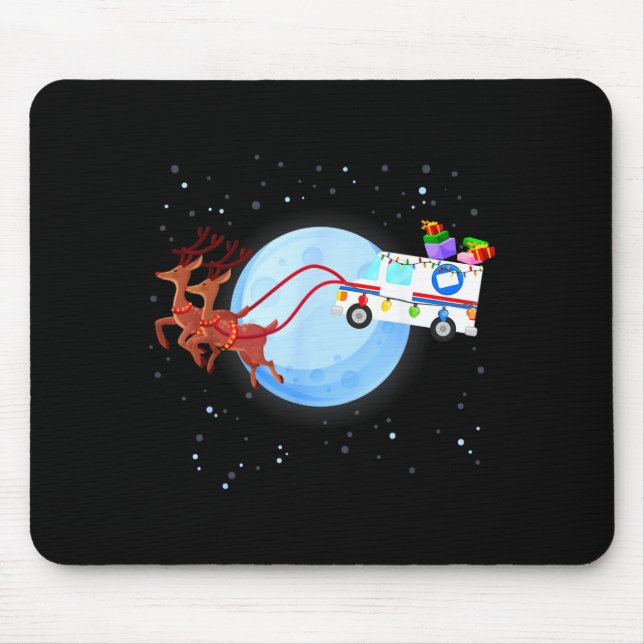 Mousepad Stal Worker Christmas Mail Truck Funny Mailman Gif (Frente)