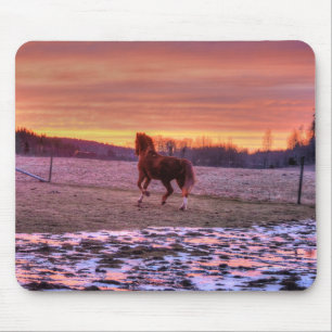 Mousepad Stallion Running Home no Sunset no Ranch