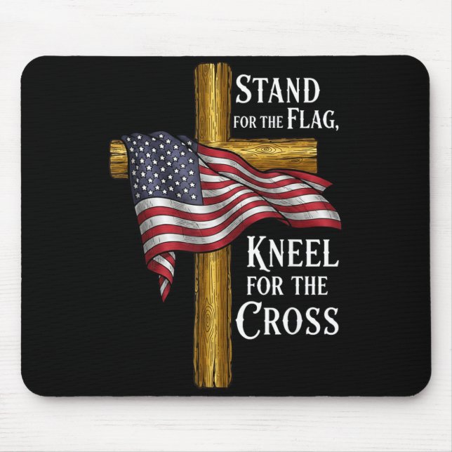 Mousepad Stand For Flag Kneel For Cross Patriotic Christian (Frente)