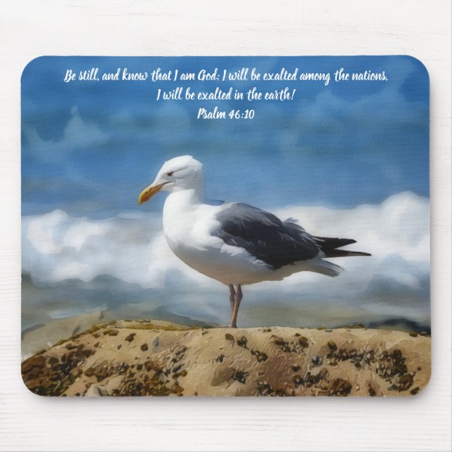 Mousepad Standing Still Sea Bird Bible Verse Faith (Frente)