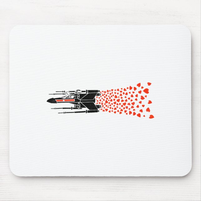 Mousepad Star War Valentines Day Luke R2 D2 X Wing Hearts  (Frente)