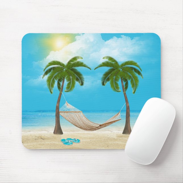 Mousepad Starfish e Hammock na praia tropical (Com mouse)